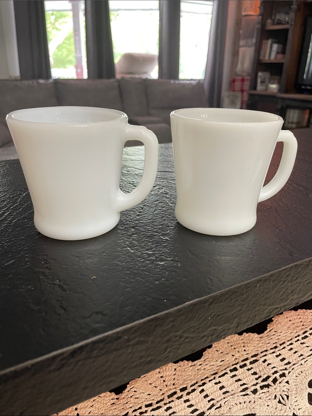 Fire King/Anchor Hocking White Milk Glass Coffee Mugs - Set of 2